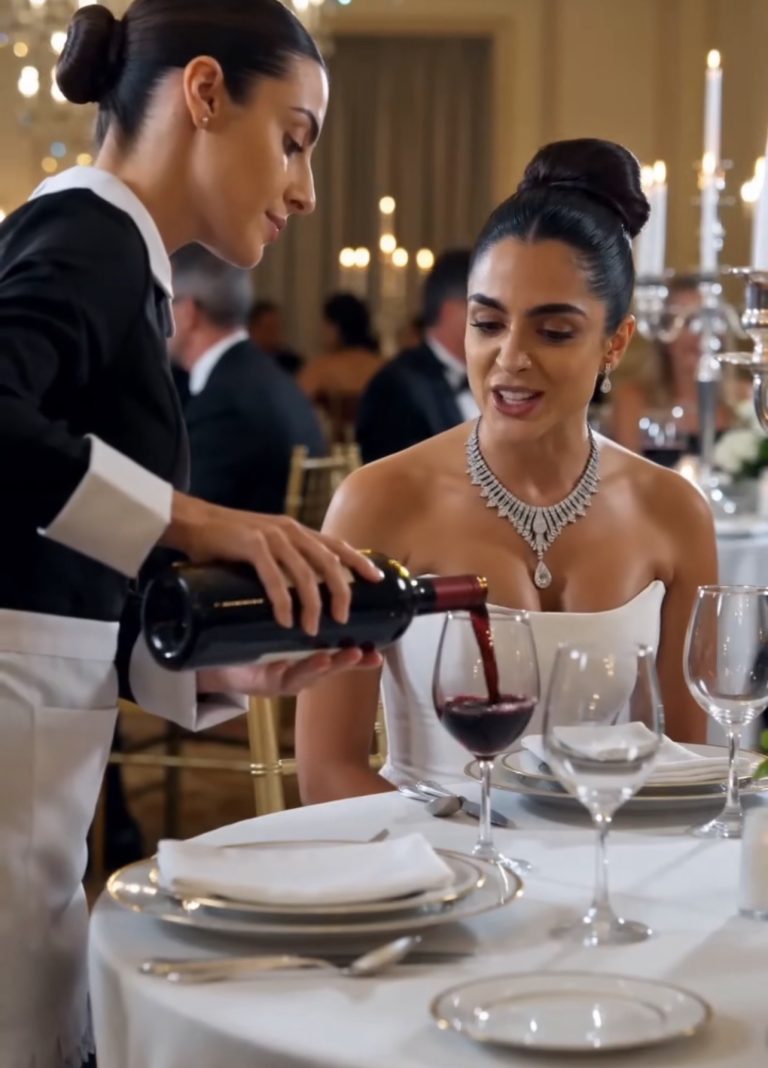 Clienta arrogante humilla a una mesera por servir vino, pero su respuesta la deja sin palabras