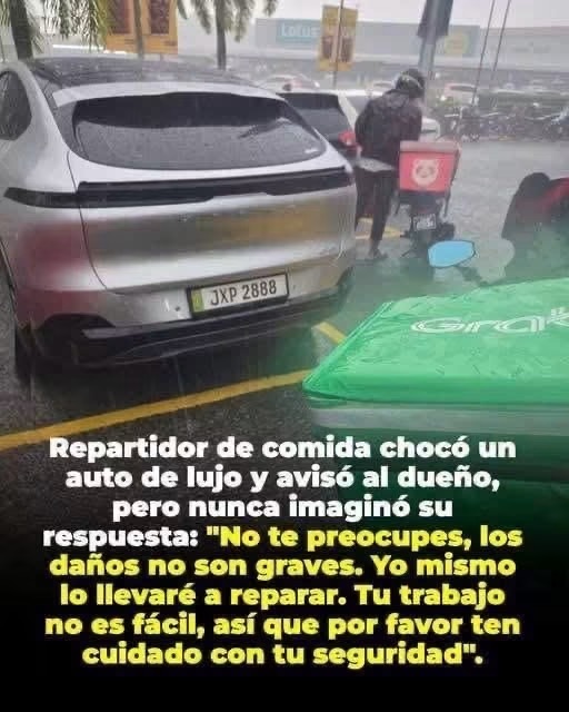Repartidor chocó un auto de lujo y la supuesta respuesta del dueño se volvió viral: esto es lo que realmente se sabe