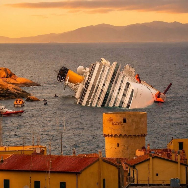 La imagen del crucero volcado que vuelve a circular como una noticia reciente