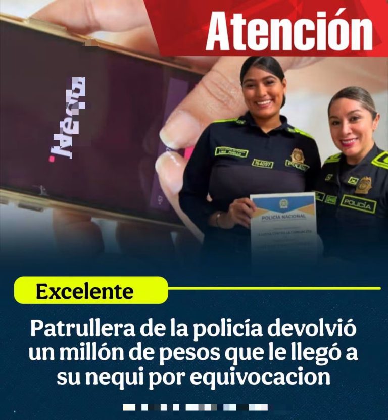 Patrullera devolvió $1 millón recibido por error y fue reconocida por su honestidad